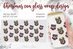 Christmas animals pattern design can glass wrap 16oz Product Image 1