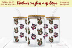 Christmas animals pattern design can glass wrap 16oz Product Image 2