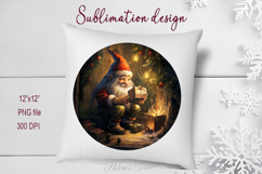 Cute Christmas gnome round sublimation design png Product Image 1