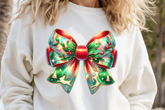 Christmas coquette bows design|Red Green bow T-shirt clipart Product Image 1
