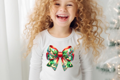 Christmas coquette bows design|Red Green bow T-shirt clipart Product Image 4