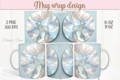 Pastel Christmas deer mug wrap png |Blue &amp; gold mug design Product Image 1
