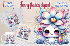 Cute summer flowers Clipart | Funny floral girly designs png Product Image 1