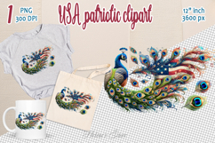Cute peacock bird American flag colors clipart|USA Patriotic Product Image 1