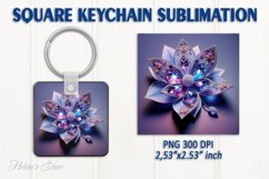 3d Crystal flower keychain sublimation | Square keychain Product Image 1