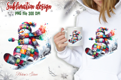 Snowman on board clipart|Retro patchwork t shirt designs png Product Image 1