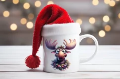 Christmas animal clipart sublimation PNG | Funny elk face Product Image 3