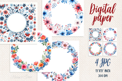 Cute floral frame with butterfly digital paper scrap booking Product Image 1