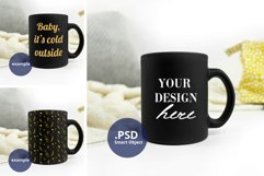 Black Coffee mug mockup, Plain background full wrap mockup Product Image 1