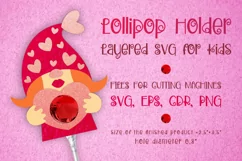 Gnome Girl Lollipop Holder - Valentines Template SVG Product Image 1
