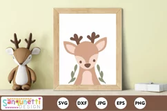 Cute deer SVG | Woodland art print SVG design Product Image 1
