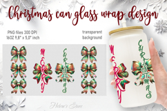 Christmas coquette bows pattern design can glass wrap 16oz Product Image 2