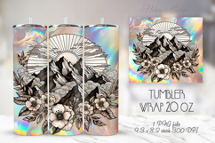 Rainbow Mountains flowers straight skinny tumbler 20 oz wrap Product Image 1