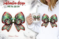 Christmas coquette bows design|Red Green bow T-shirt clipart Product Image 2