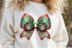 Christmas coquette bows design|Red Green bow T-shirt clipart Product Image 3