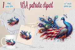 Cute peacock bird American flag colors clipart|USA Patriotic Product Image 1