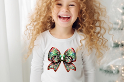 Christmas coquette bows design|Red Green bow T-shirt clipart Product Image 4