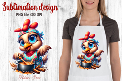 Funny chicken in the kitchen clipart|Cute sublimation design Product Image 1