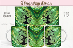 Green Halloween witch pattern iridescent mug wrap design png Product Image 1