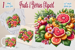 Ripe juicy tropical fruits heart clipart | Summer sweet food Product Image 1