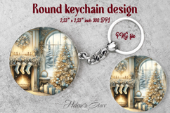 Christmas round keychain design | Christmas tree Car coaster Product Image 1