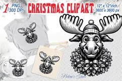 Christmas animal clipart sublimation PNG | Funny elk face Product Image 2