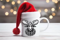 Christmas animal clipart sublimation PNG | Funny elk face Product Image 3