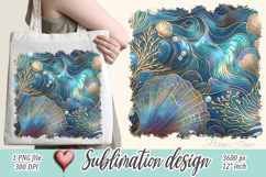 Blue ocean gold and pearl sublimation designs png | Sea life Product Image 1