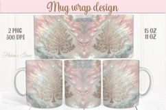 Pastel Christmas tree mug wrap png |Pink and gold mug design Product Image 1