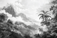 Black White Tropical Forest Background Wallpaper Product Image 1