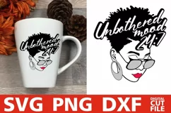 Unbothered svg, Mood svg, Woman in Glasses svg, Afro Hair Product Image 2