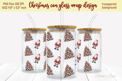 Christmas tree and Santa pattern design can glass wrap 16oz Product Image 2