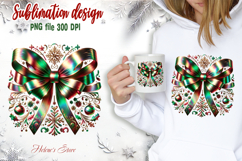 Christmas coquette bows design|Red Green bow T-shirt clipart Product Image 2