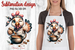Funny chicken in the kitchen clipart|Cute sublimation design Product Image 1