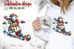Snowman on board clipart|Retro patchwork t shirt designs png Product Image 1