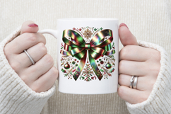 Christmas coquette bows design|Red Green bow T-shirt clipart Product Image 3