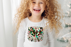 Christmas coquette bows design|Red Green bow T-shirt clipart Product Image 4