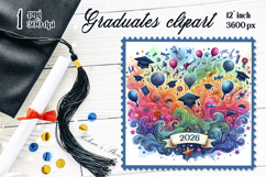 Graduate sublimation png|Graduating vintage postage stamp Product Image 1