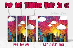 City Pop art tumbler wrap|Comic sky city Tumbler sublimation Product Image 1