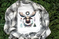 Christmas animal clipart sublimation PNG | Cute elk face Product Image 2