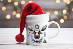 Christmas animal clipart sublimation PNG | Cute elk face Product Image 3