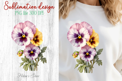 Summer flowers sublimation design png | Cute pansy clipart Product Image 1