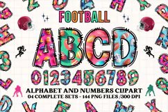 Football Alphabet clipart, soccer american letters doodle Product Image 1