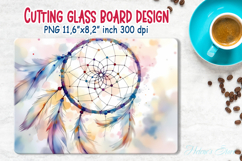 Boho dreamcatcher kitchen glass cutting board sublimation Product Image 1