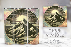 Retro sunset Mountains straight skinny tumbler 20oz wrap png Product Image 1
