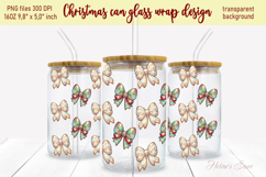 Christmas coquette bows pattern design can glass wrap 16oz Product Image 2