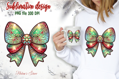 Christmas coquette bows design|Red Green bow T-shirt clipart Product Image 1