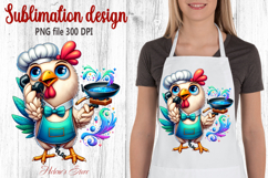 Funny chicken in the kitchen clipart|Cute sublimation design Product Image 1