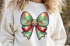 Christmas coquette bows design|Red Green bow T-shirt clipart Product Image 2