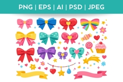 Cute Bow Bundle Clipart| Vector &amp; PNG Illustration Product Image 1